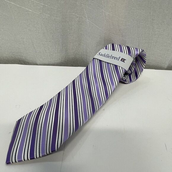 Saddlebred Men's‎ Tie Purple Stripe NWT - Picture 1 of 5